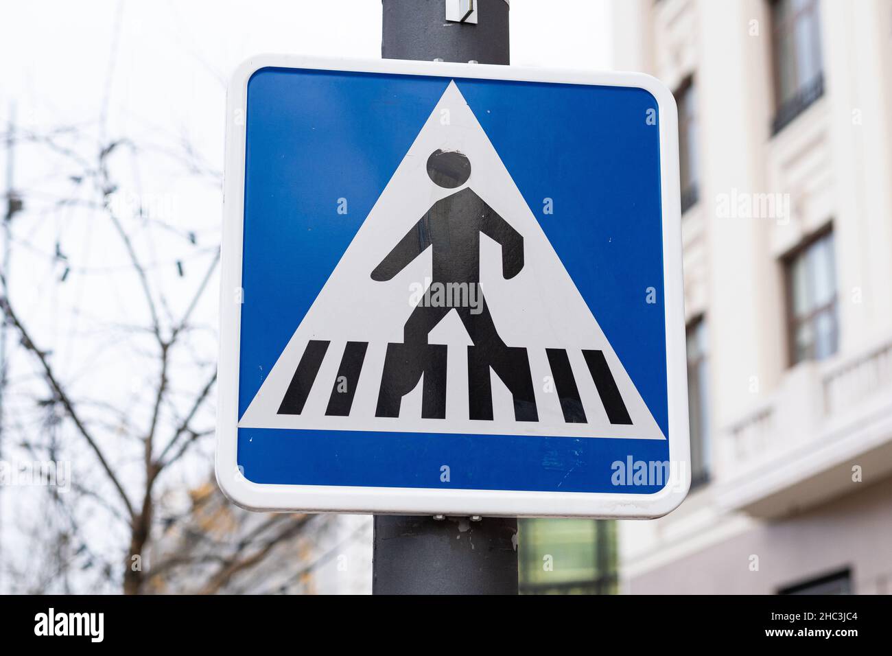 Europäisches Crosswalk-Schild Stockfoto