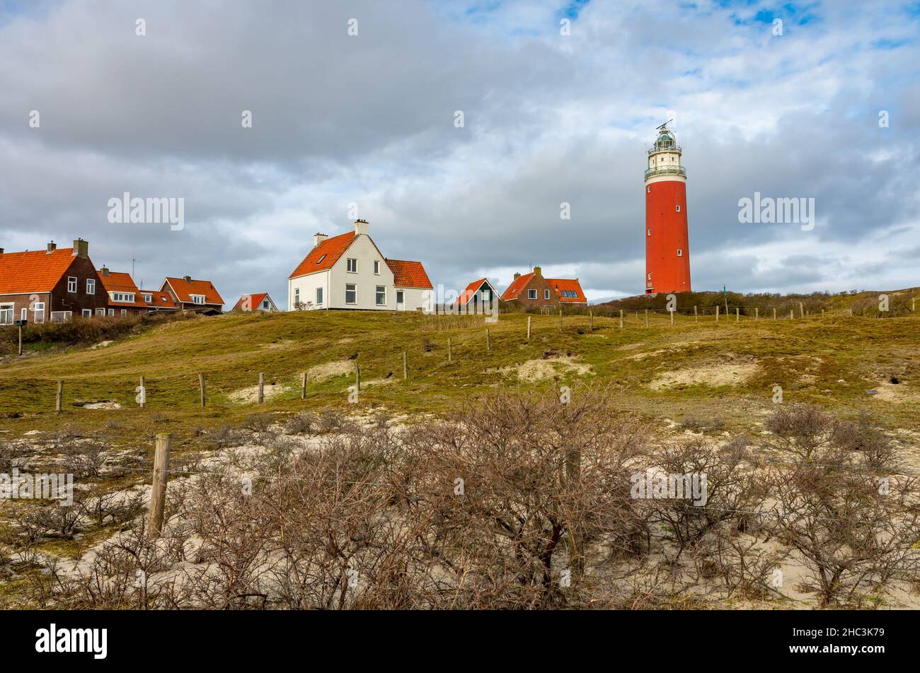 Leuchtturm im Dorf Cocksdorp auf der Insel Texel, Niederlande Stockfoto