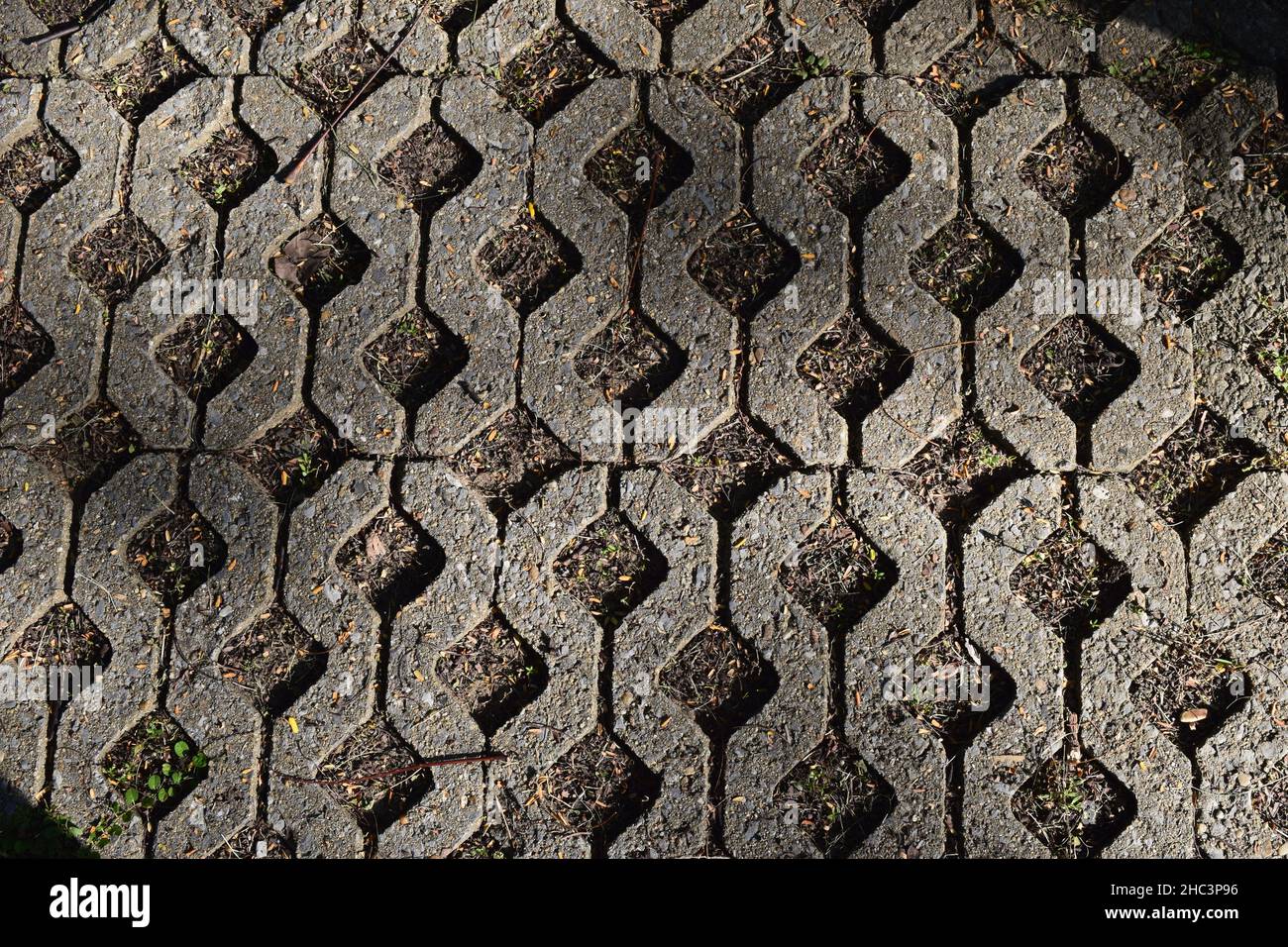 Grauer Betonstein Pflaster Hintergrund, graue Pflasterung Textur Stockfoto