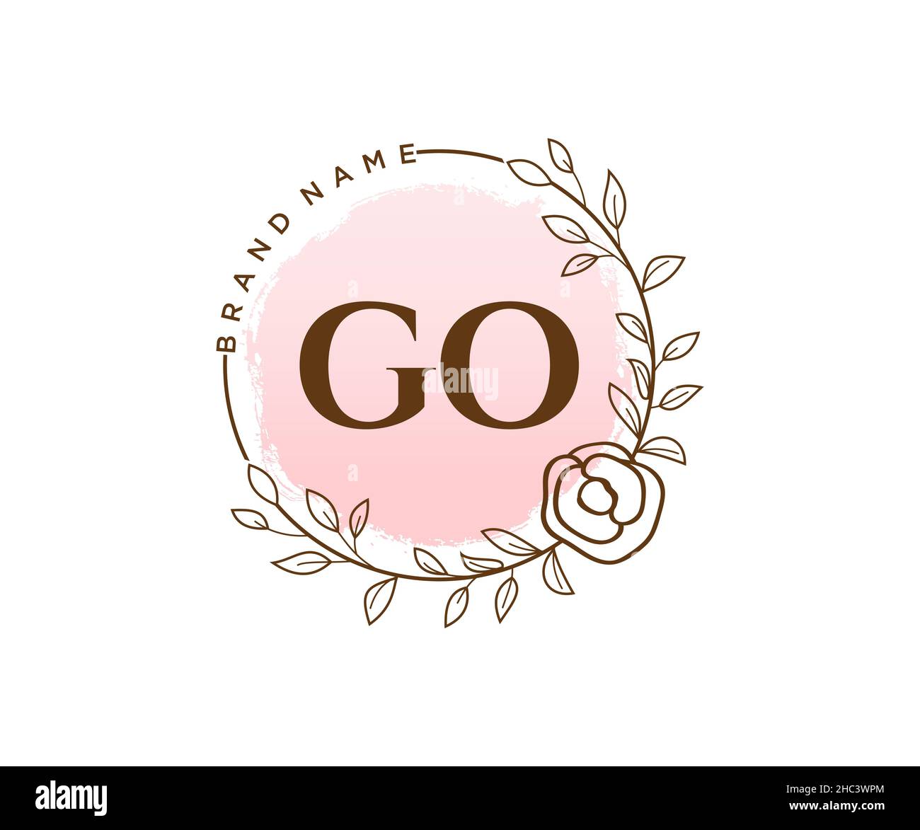 „GO Feminine“-Logo. Verwendbar für Natur, Salon, Spa, Kosmetik und Beauty Logos. Flaches Vektor-Logo-Design-Template-Element. Stock Vektor