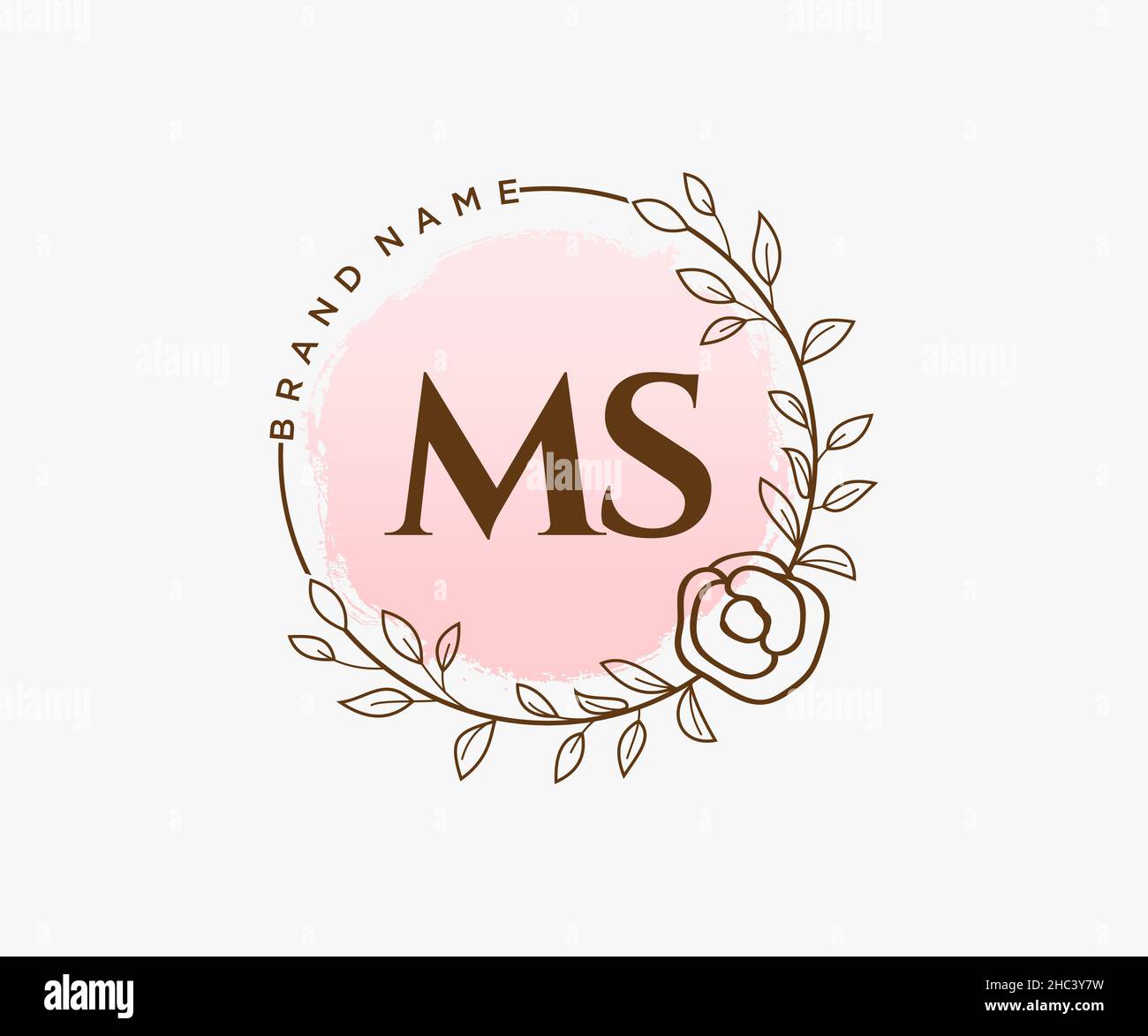 Feminines MS-Logo. Verwendbar für Natur, Salon, Spa, Kosmetik und Beauty Logos. Flaches Vektor-Logo-Design-Template-Element. Stock Vektor