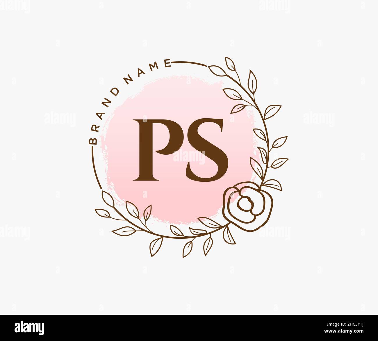 Feminines PS-Logo. Verwendbar für Natur, Salon, Spa, Kosmetik und Beauty Logos. Flaches Vektor-Logo-Design-Template-Element. Stock Vektor