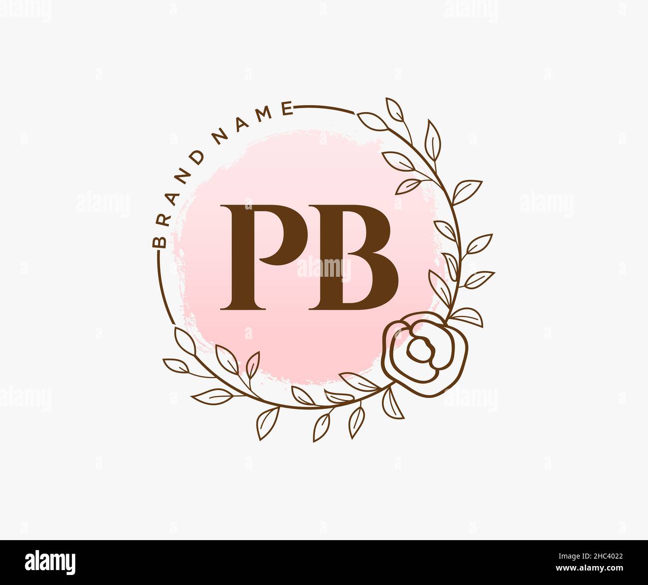 Feminines PB-Logo. Verwendbar für Natur, Salon, Spa, Kosmetik und Beauty Logos. Flaches Vektor-Logo-Design-Template-Element. Stock Vektor