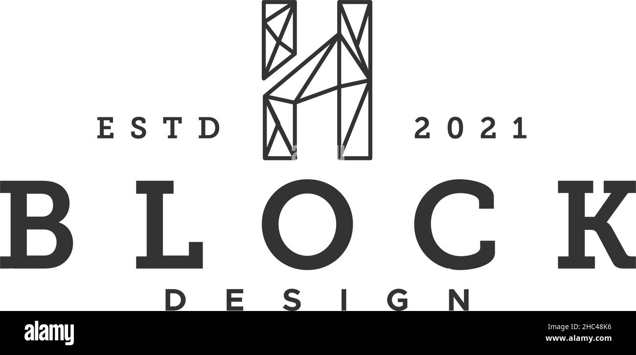 Modernes, farbenfrohes Logo mit H-Blockschnitt in Initialausführung Stock Vektor
