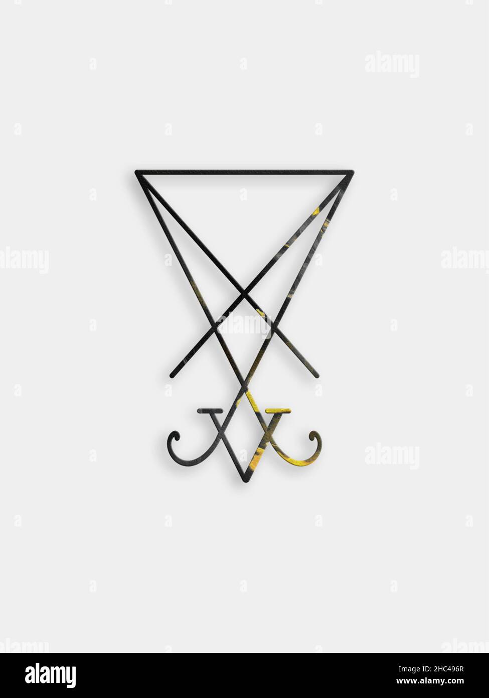Sigil von Luzifer auf weißem Hintergrund. Magisches Symbol. 3D Rendern Stockfoto