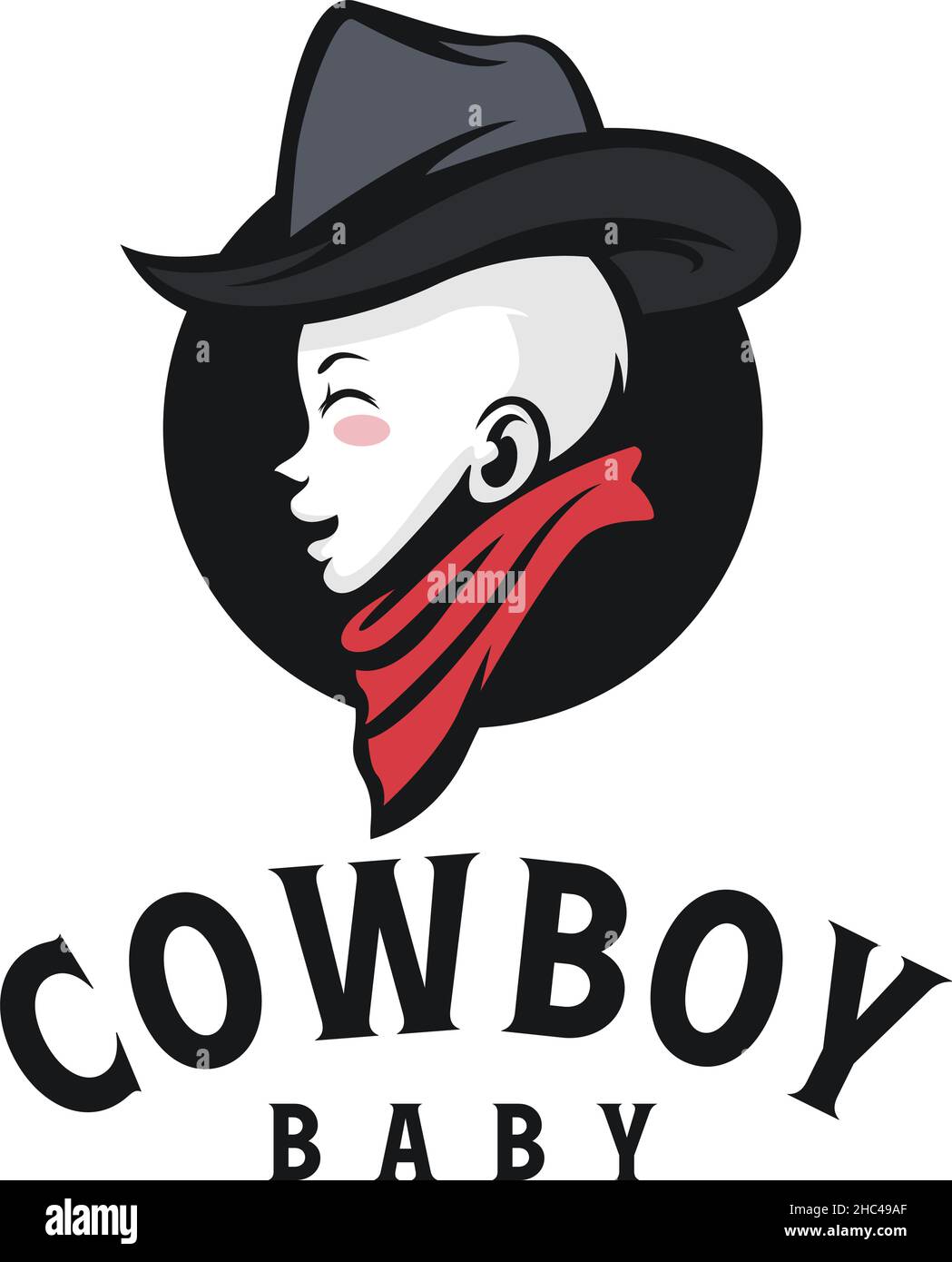 Flache bunte COWBOY BABY Sheriff Kinder Logo-Design Stock Vektor