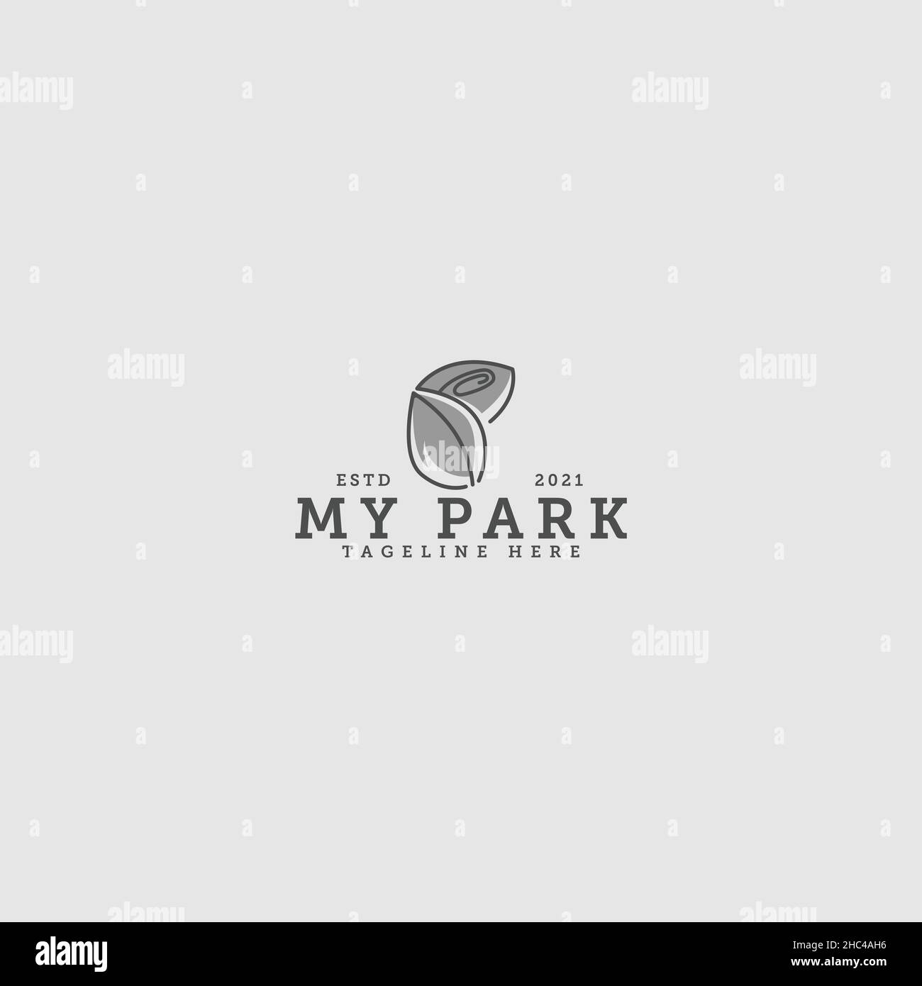Modernes Design Silhouette MEIN PARK Blatt Logo Design Stock Vektor