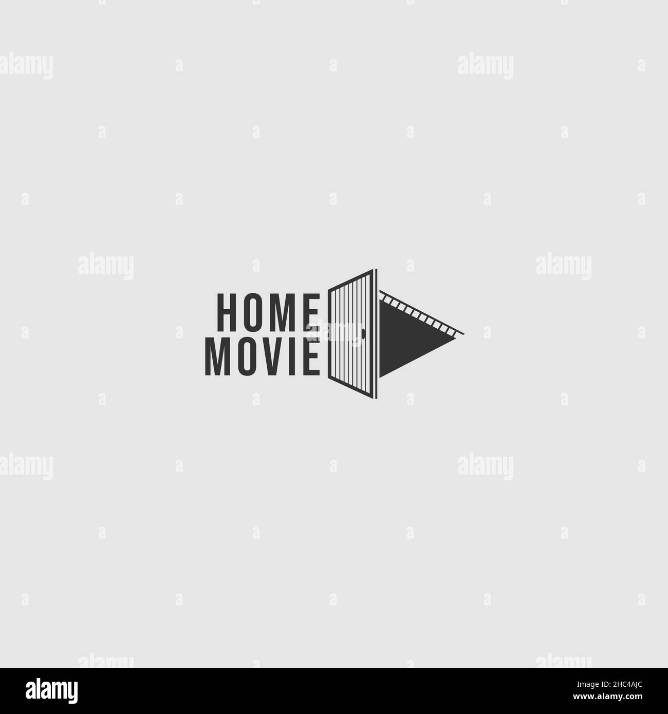 Flaches Buchstabenzeichen HEIMFILM ansehen Logo-Design Stock Vektor