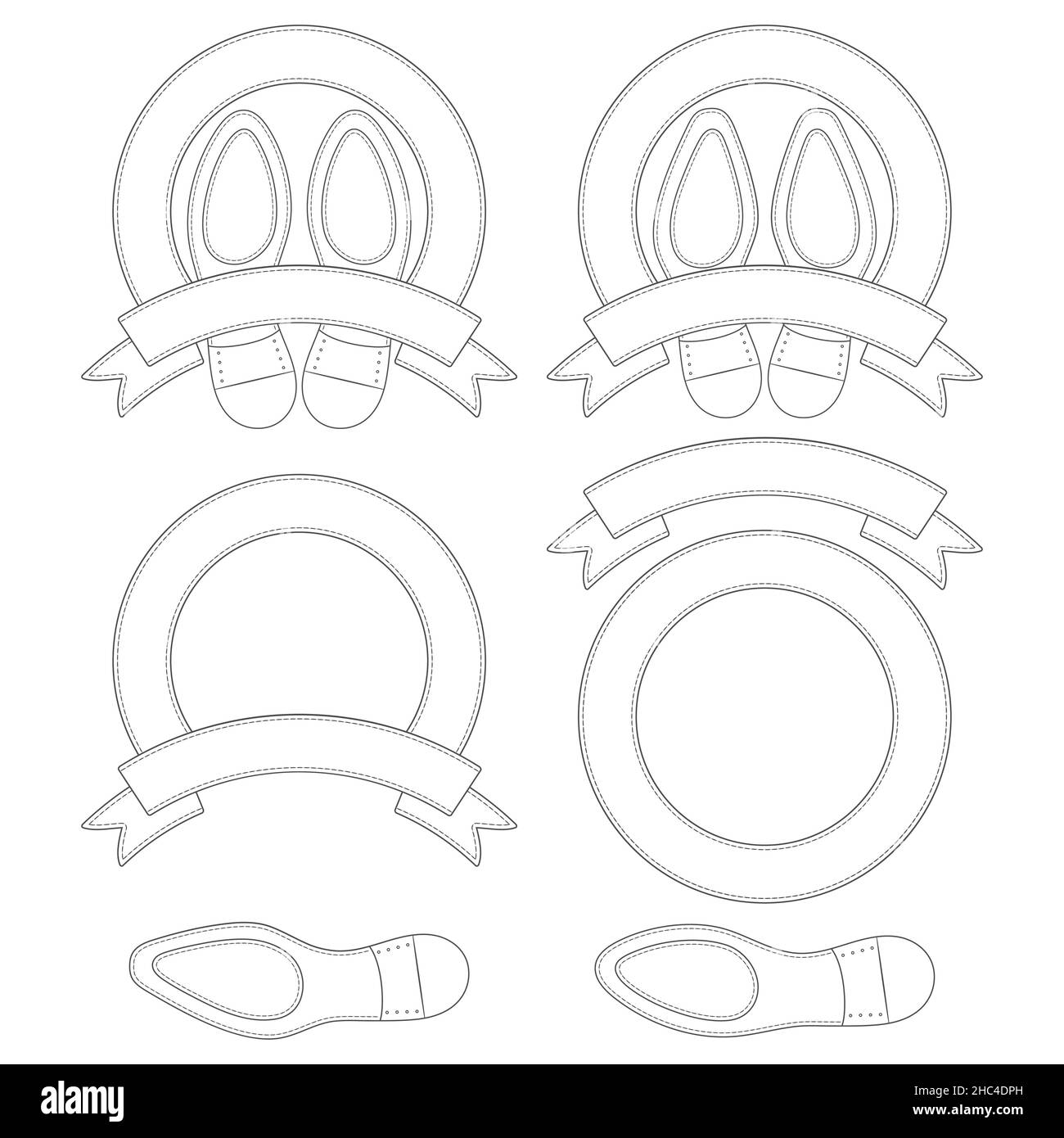 Set mit Illustrationen mit Schuhsohlen. Isolierte Vektorobjekte auf weißem Hintergrund. Stock Vektor