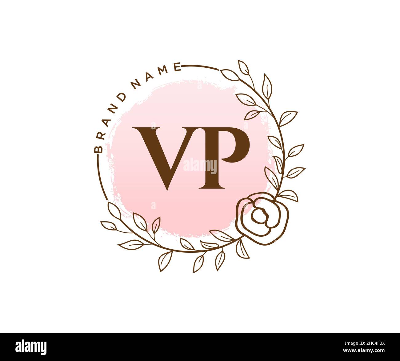 VP feminines Logo. Verwendbar für Natur, Salon, Spa, Kosmetik und Beauty Logos. Flaches Vektor-Logo-Design-Template-Element. Stock Vektor