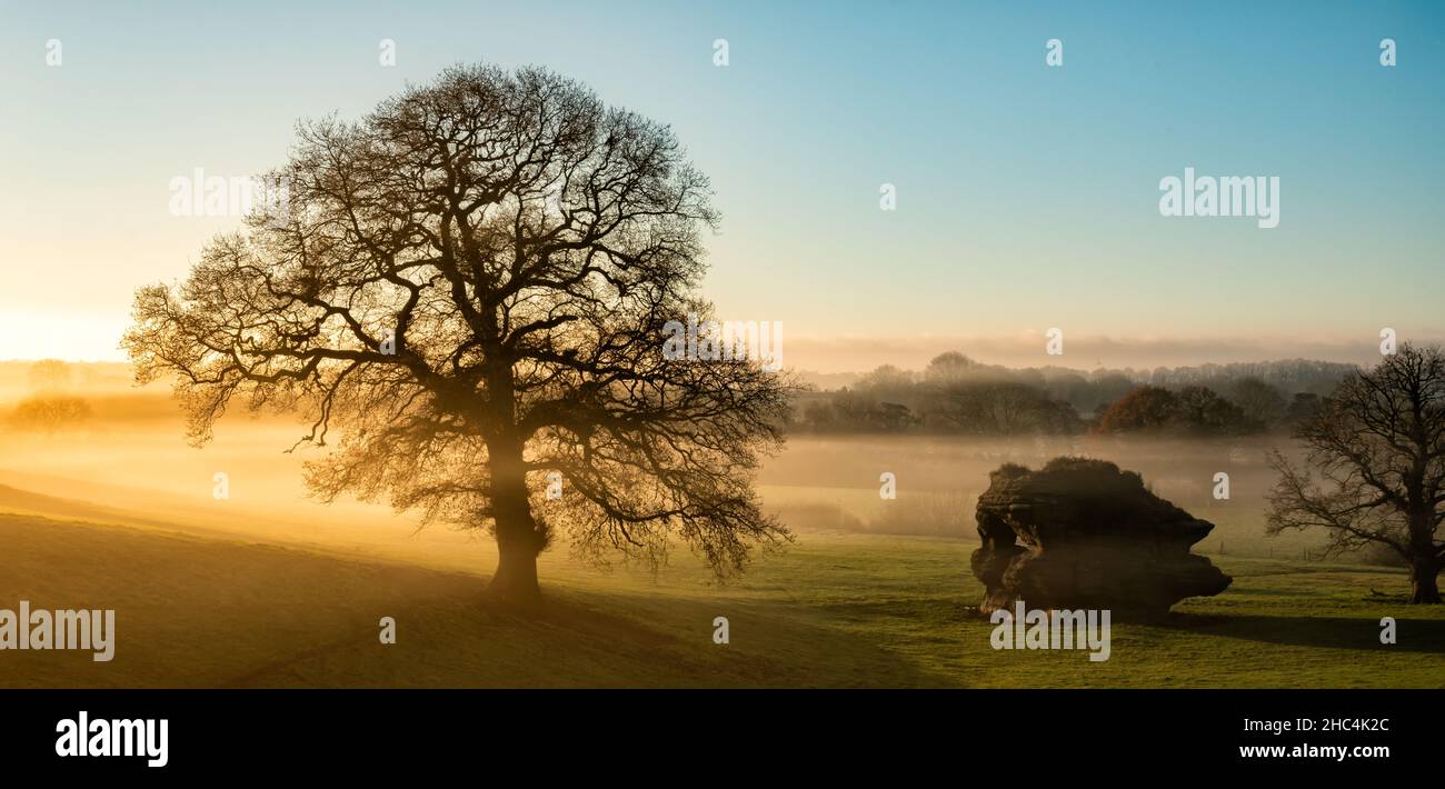 Sonnenaufgang in der Nähe des Dorfes Spoffth in North Yorkshire, England, Großbritannien Stockfoto