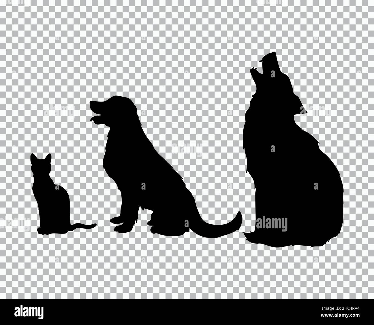 Drei Tiere schwarz Set Silhouetten Stock Vektor