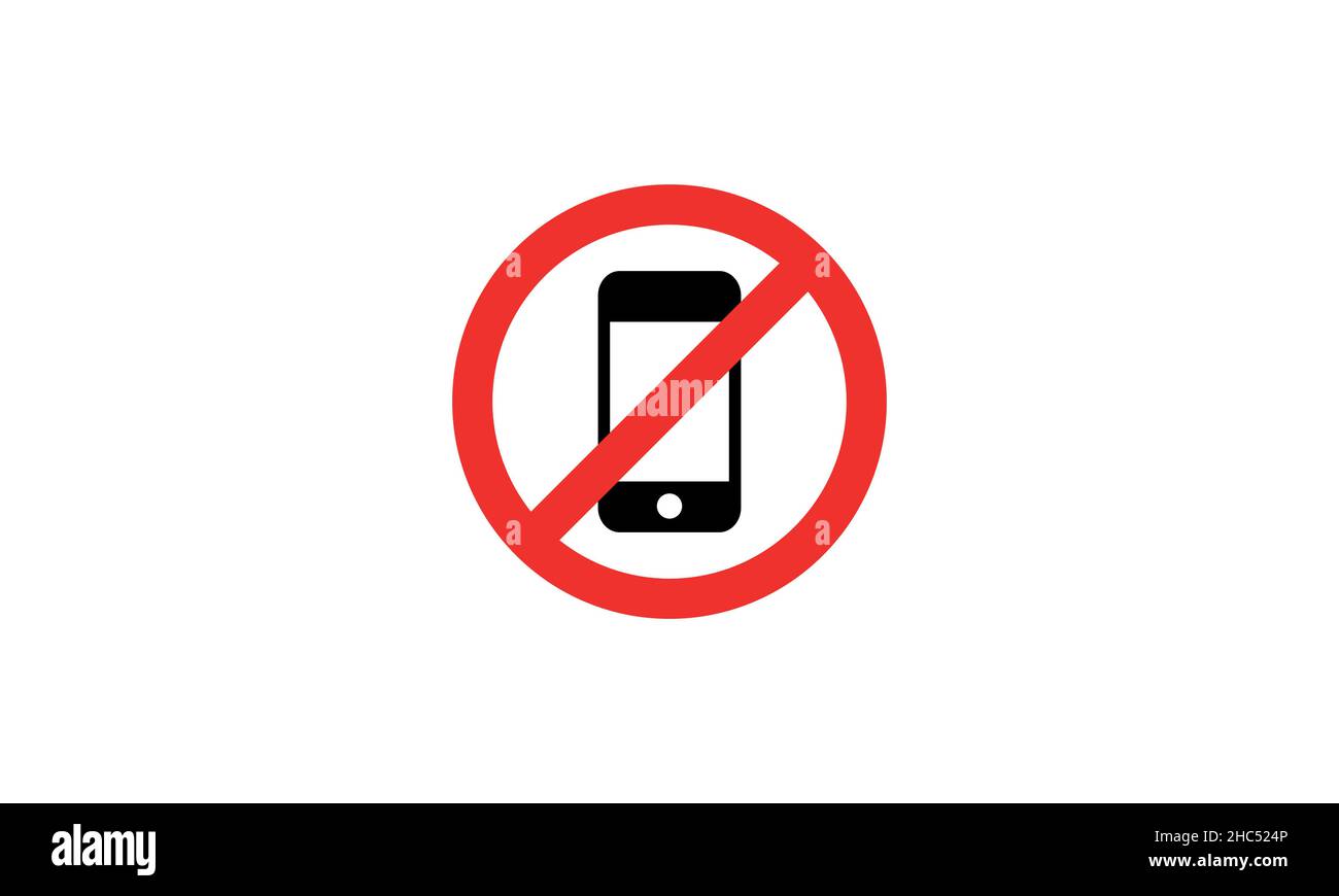 Kein Telefonschild, verbotenes Handyschild in rot durchgestrichenen Kreis Stock Vektor