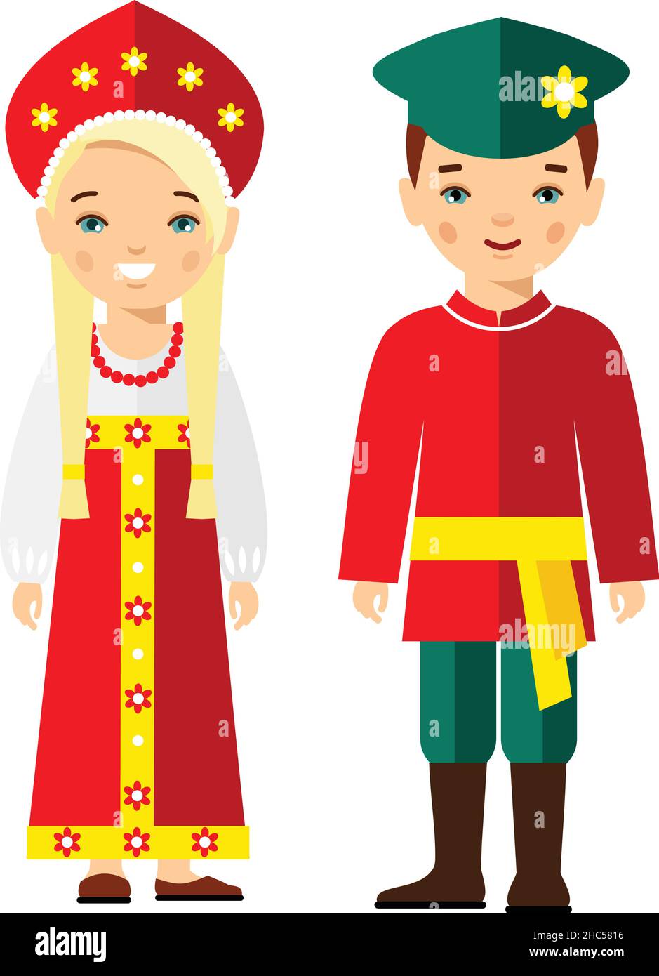 Vektor-Illustration von russischen Kindern, Junge, Mädchen, Menschen. Stock Vektor