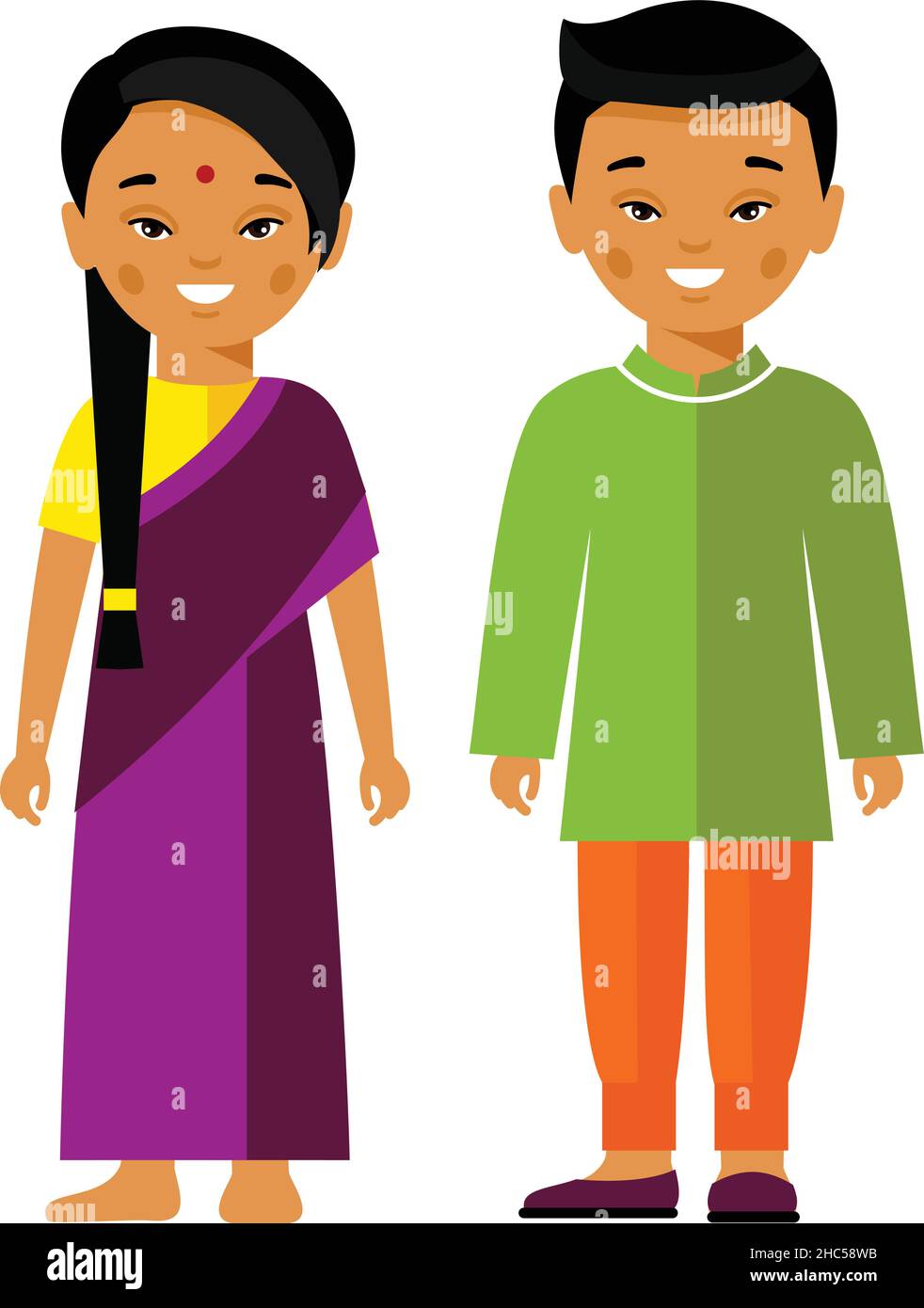 Vektor-Illustration von indien Mönch und Frau. Stock Vektor