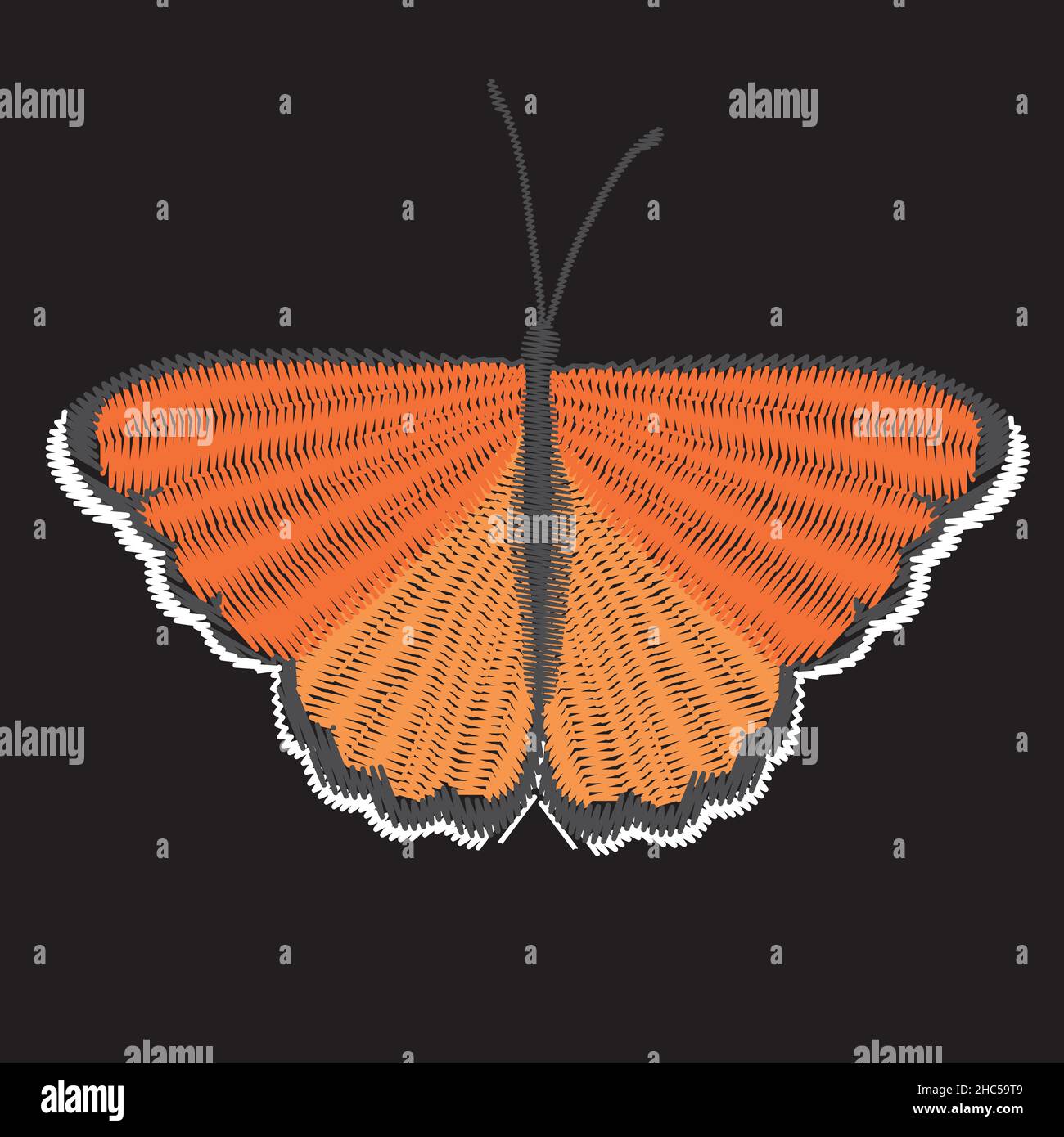 Stickerei Schmetterling Design für Kleidung. insekt Vektor Dekoration. Isoliert Stock Vektor