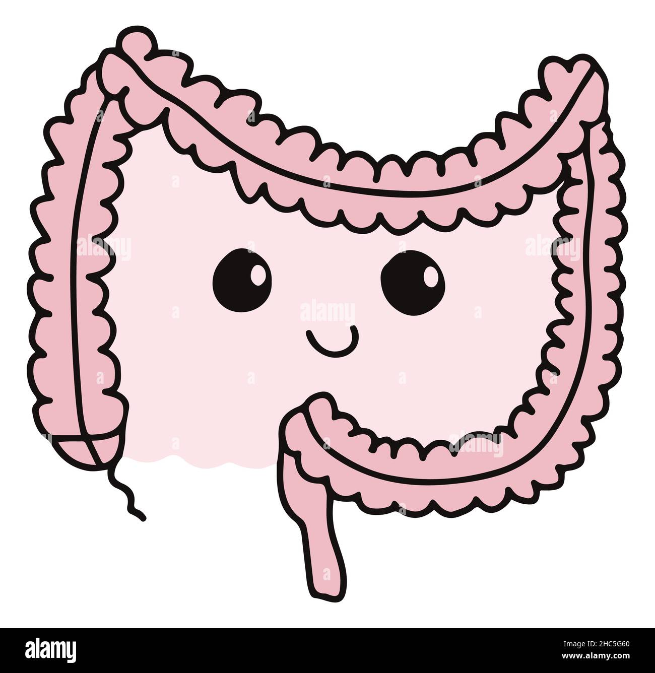Einfache gastrointestinale Darstellung des inneren Darmsystems. Gesundes Darmkonzept. Menschliche Körperteile im Vektor Stock Vektor