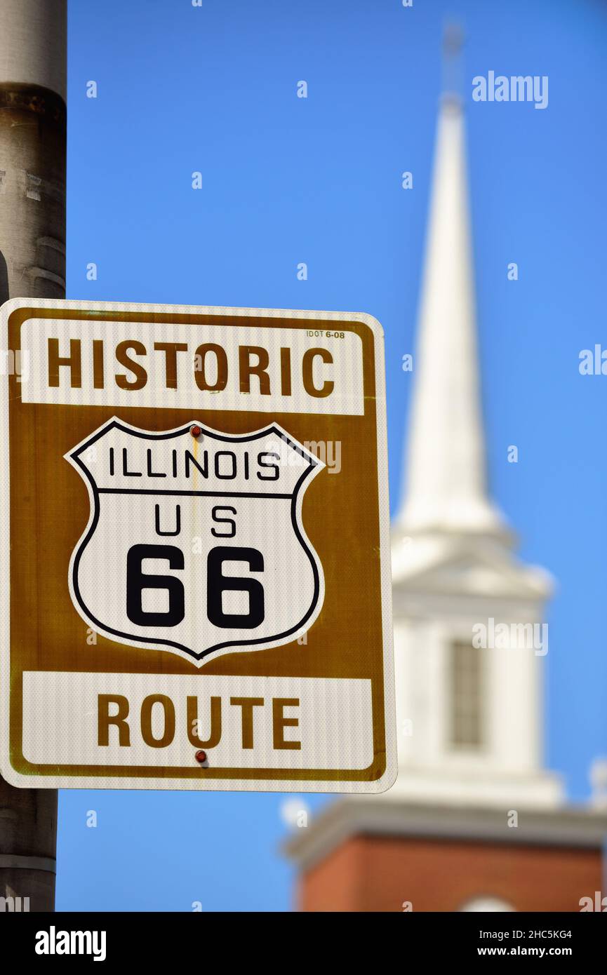 Joliet, Illinois, USA. Die Stadt Joliet ist historisch eng mit der berühmten und historischen US-Route 66 verbunden. Stockfoto