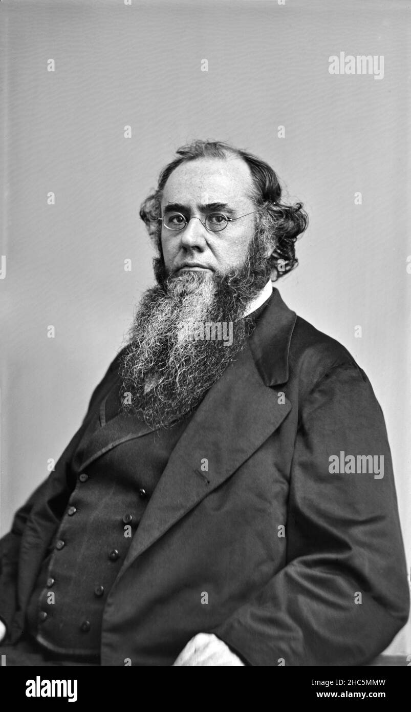 Edward M. Stanton (1814-1869), US-Kriegsminister während des amerikanischen Bürgerkrieges, halblanges Porträt, Mathew Brady Studio, 1860 Stockfoto