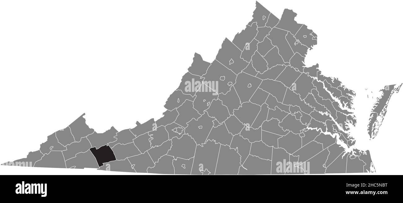 Schwarz markierte Lagekarte des Smyth in grauer Verwaltungskarte des Bundesstaates Virginia, USA Stock Vektor
