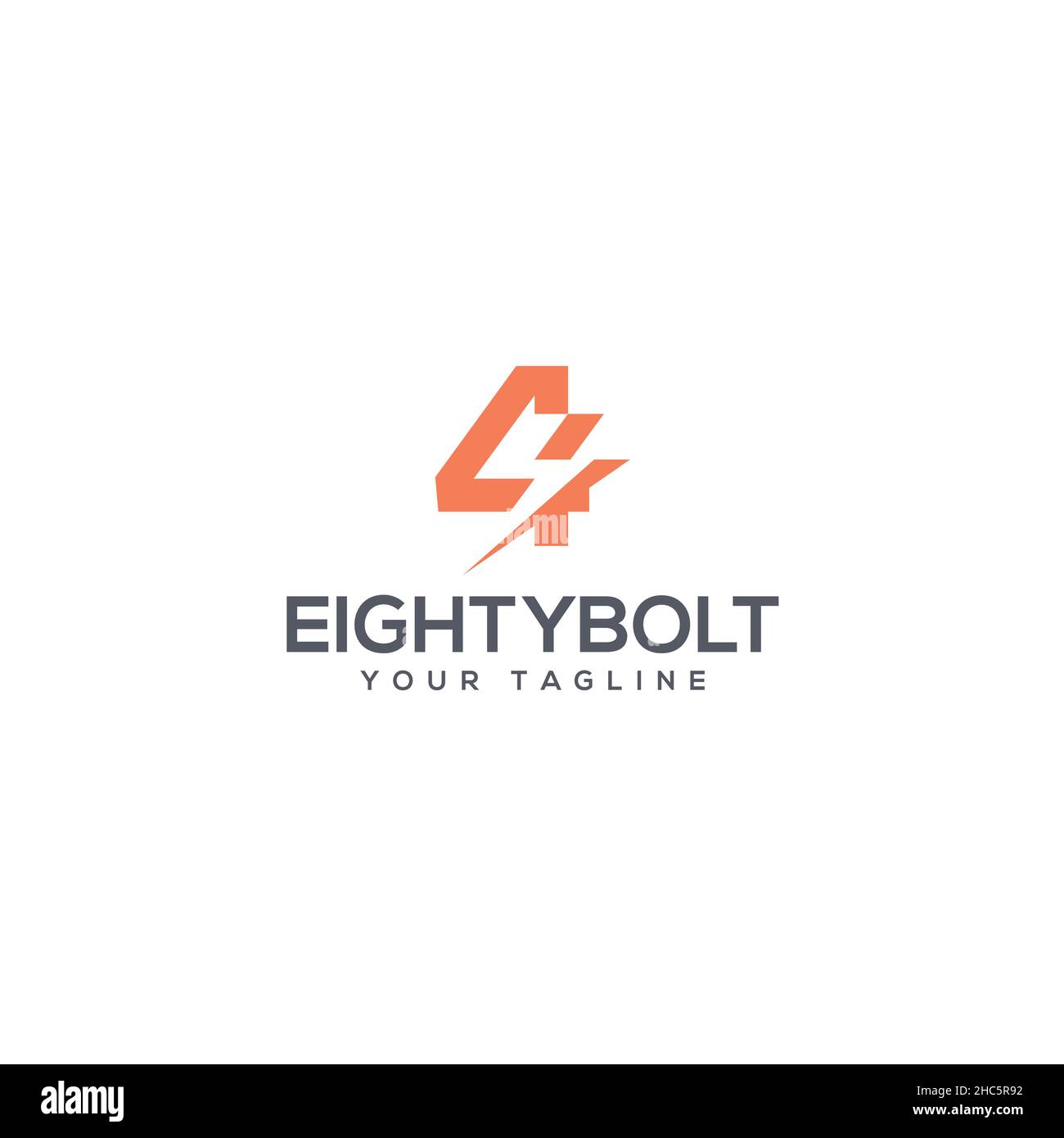 Modell flach einfaches Design ACHTZIG BOLZEN Logo Design Stock Vektor