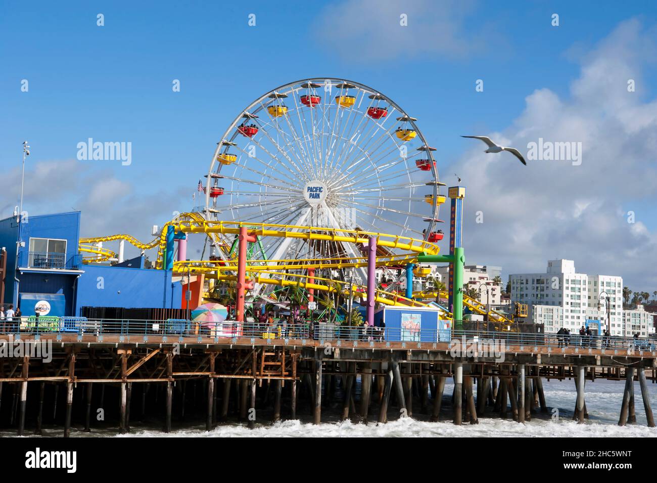 Riesenrad am Pier in Santa Monica, CA Stockfoto
