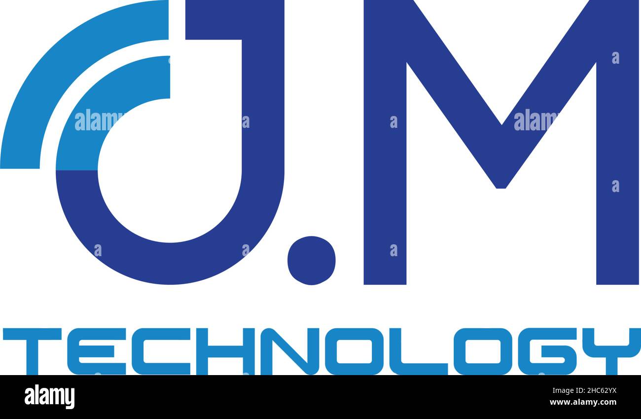 Flaches anfängliches JM-TECHNOLOGIE-Internet-Logo-Design Stock Vektor