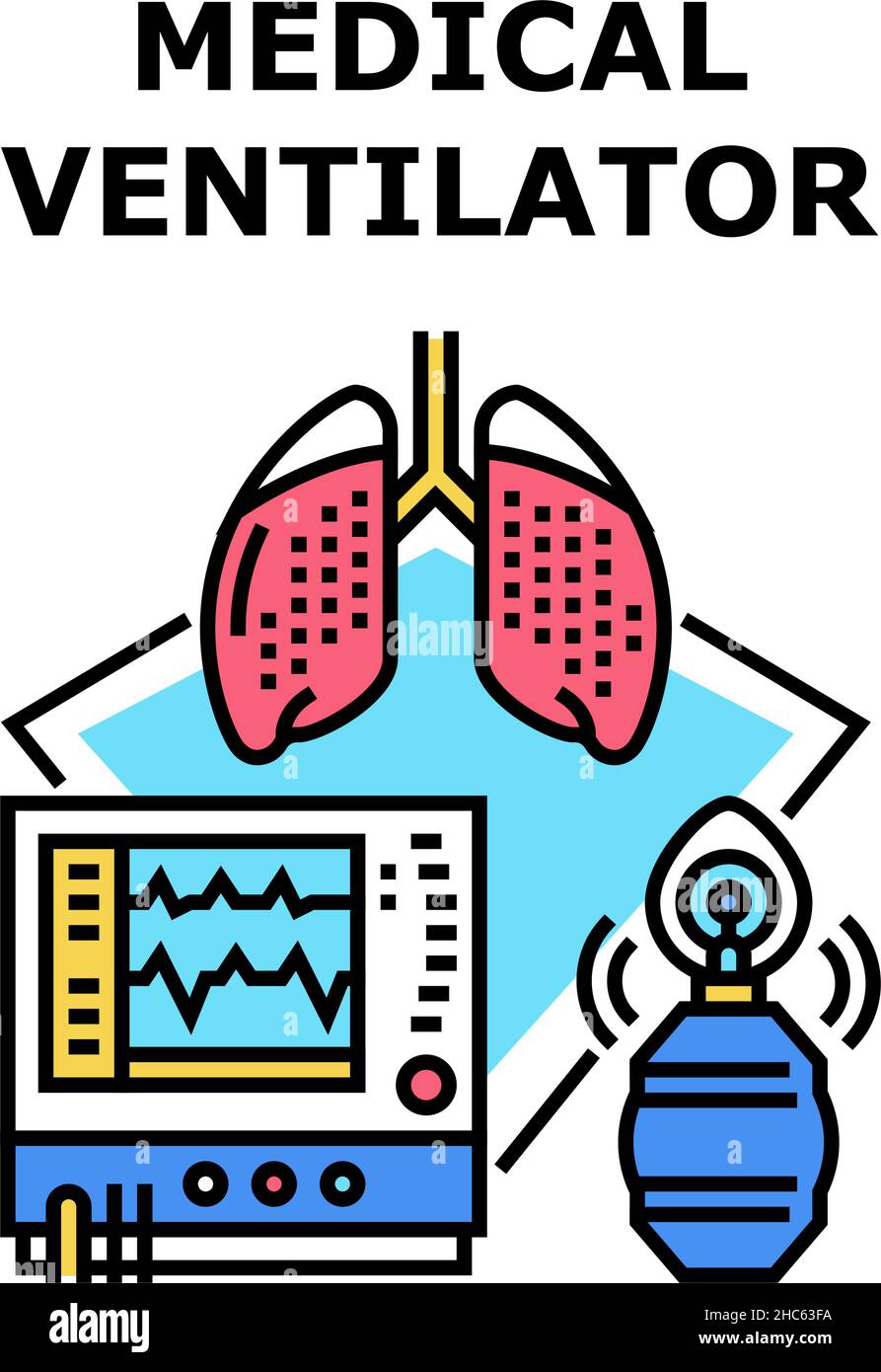 Vektorgrafik für Symbole des medizinischen Beatmungsgeräts Stock Vektor