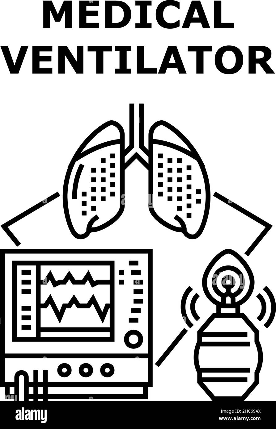 Vektorgrafik für Symbole des medizinischen Beatmungsgeräts Stock Vektor