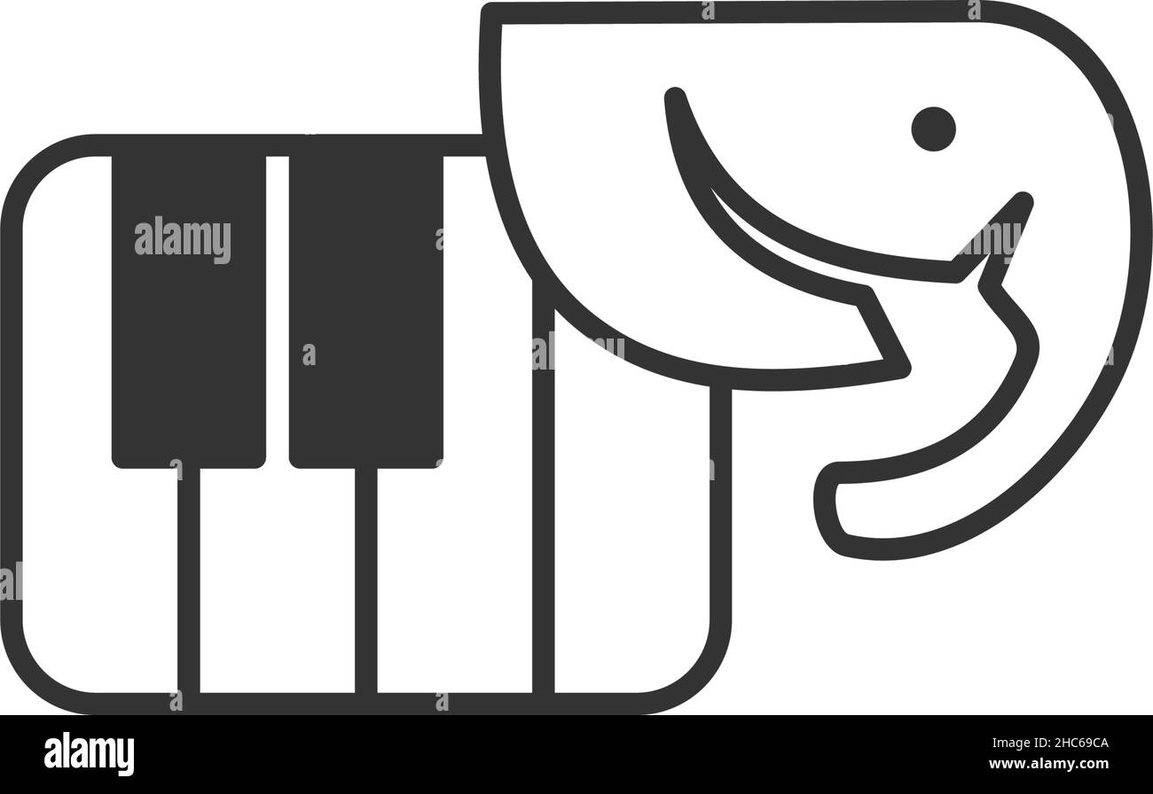 Elefant Musik Klavier Illustration Ikone Marke Stock Vektor