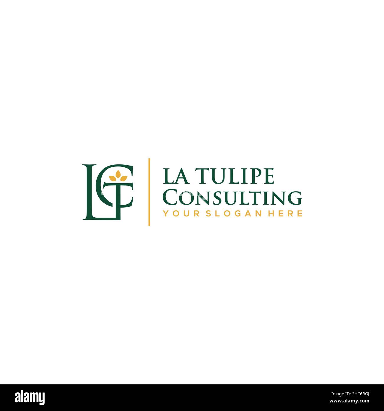 Flache Initiale LTC LA TULIPE CONSULTING Logo-Design Stock Vektor