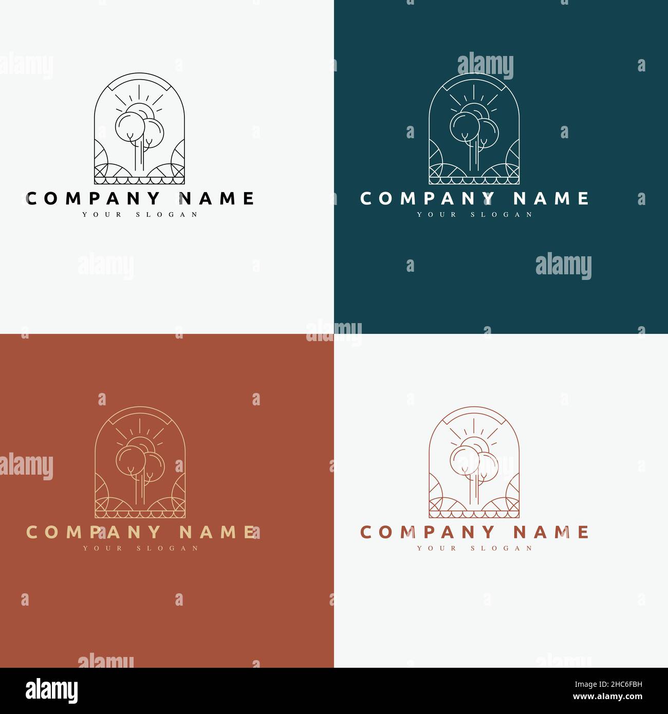 Line Art minimal Mehrzweck-Logo Vorlage retro Stock Vektor
