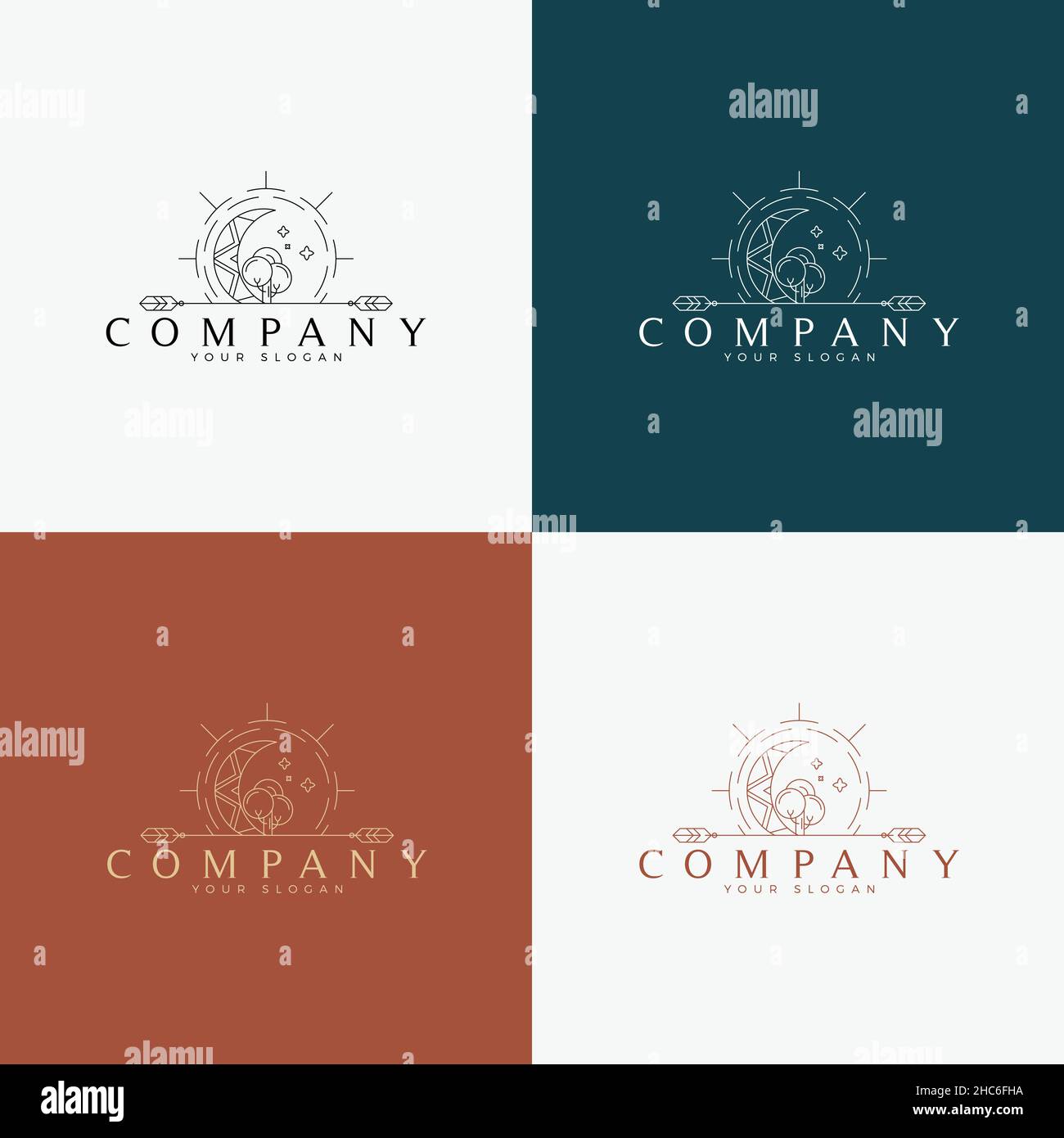 Line Art minimal Mehrzweck-Logo Vorlage retro Stock Vektor