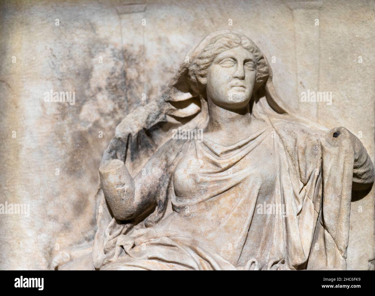 Griechisches Marmorrelief von Demeter, 4. Jahrhundert v. Chr. Archäologiemuseum Istanbul, Türkei. Stockfoto