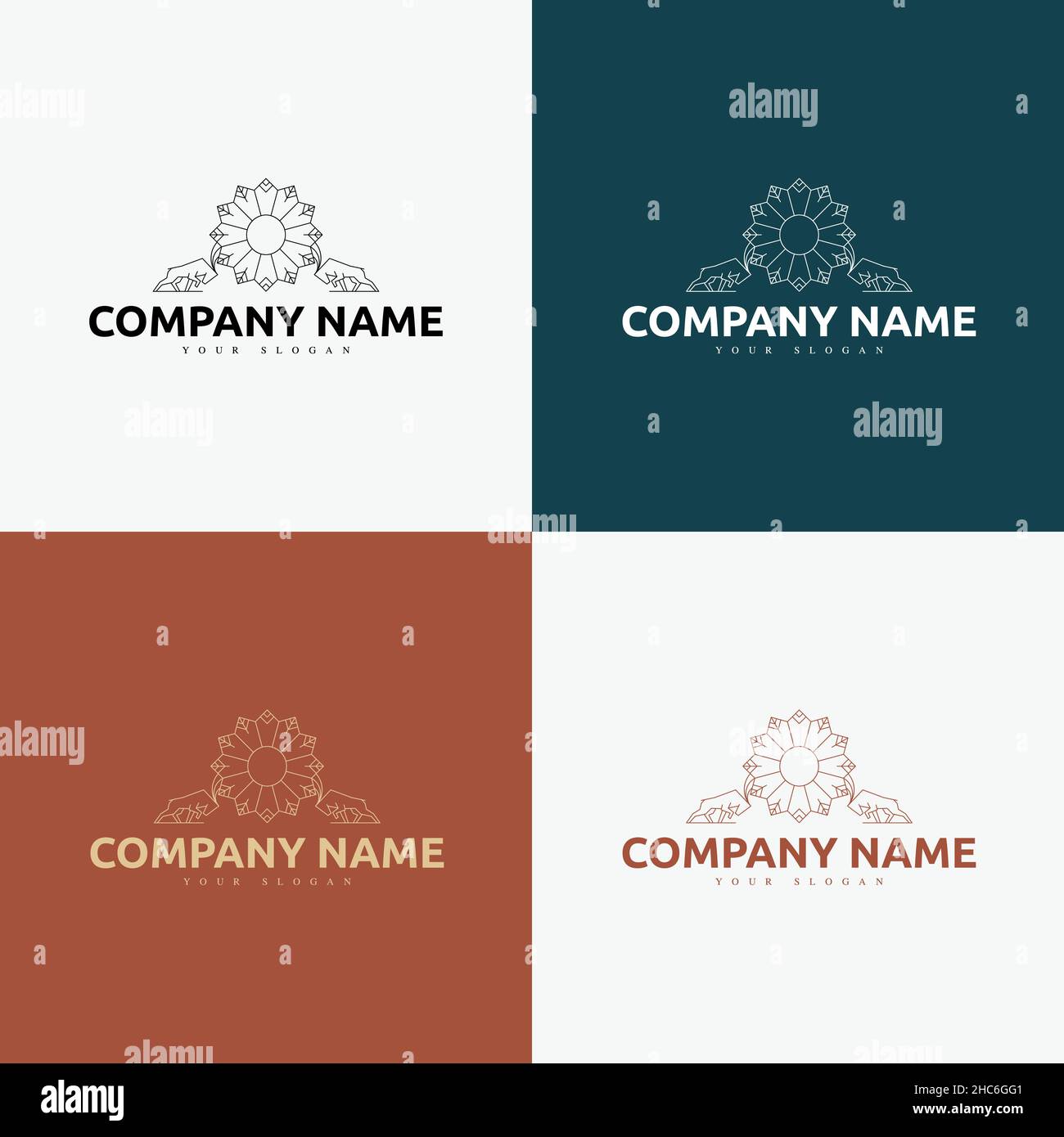 Line Art minimal Mehrzweck-Logo Vorlage retro Stock Vektor