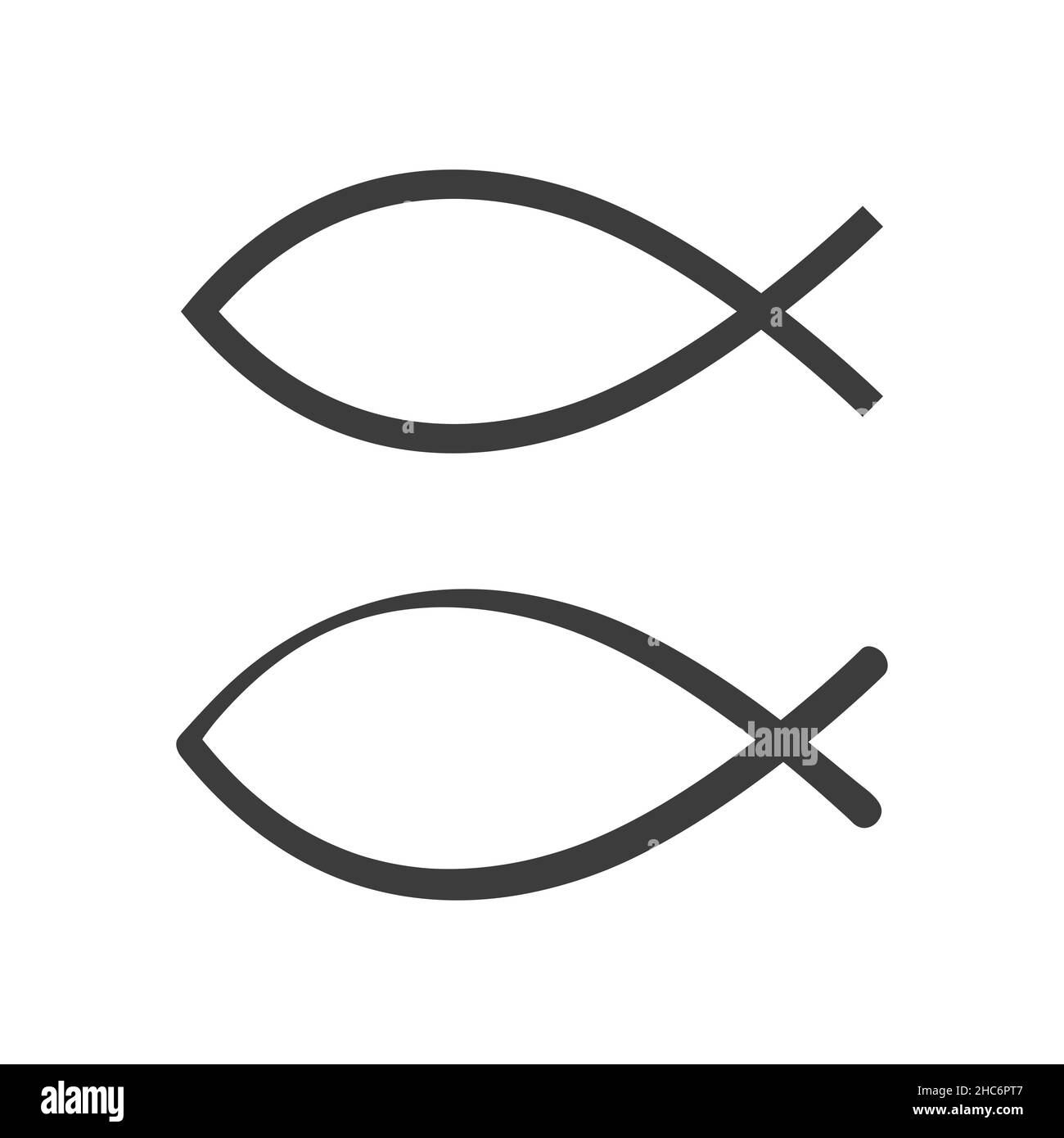 Christliche Ichthys oder Ichthus unterschreiben. Jesus Fisch Symbol. Das geheime Symbol der frühen Christen. Flach isoliert christliche Illustration, biblische Backgr Stockfoto