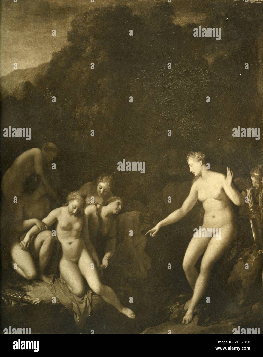 Diana entdeckt Calistos Tod, Gemälde des niederländischen Künstlers Adriaen van der Werff, München 1897 Stockfoto