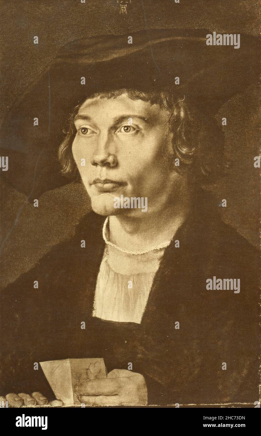 Porträt des flämischen Malers Bernard van Orley, Gemälde des deutschen Künstlers Albrecht Durer, München 1897 Stockfoto