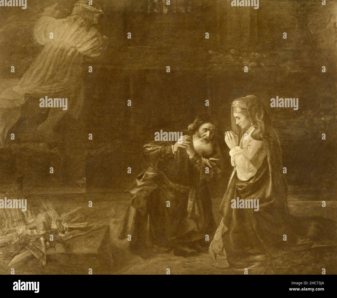 Das Opfer von Manoah, Gemälde des niederländischen Künstlers Rembrandt van Rijn, München 1897 Stockfoto