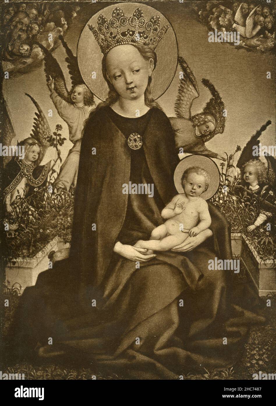 Madonna des Rosenmädchens, Gemälde des deutschen Künstlers Stephan Lochner, München 1897 Stockfoto