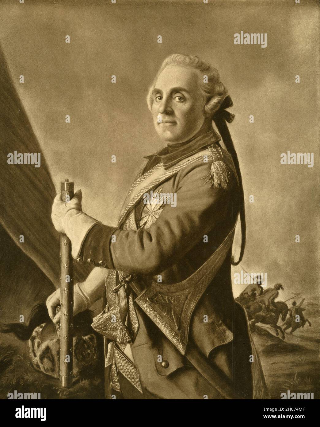 Porträt von Maurice Graf von Sachsen, Generalmarschall von Frankreich, Gemälde des Schweizer Künstlers Jean-Etienne Liotard, München 1897 Stockfoto