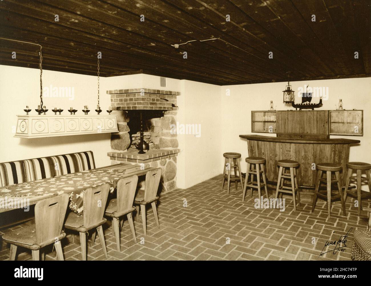 Innenansicht eines Hauses: Rumpus Room, Bokagarden, Schweden 1945 Stockfoto