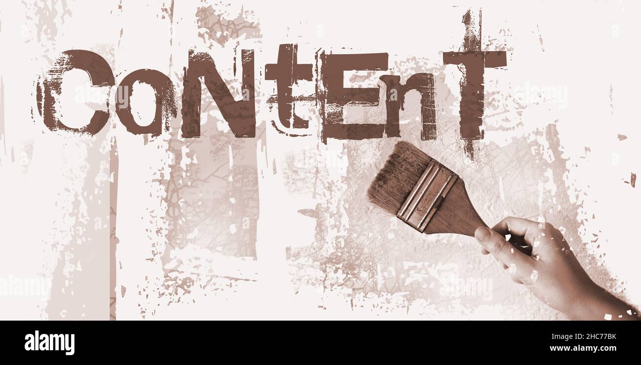 Handzeichnung Inhalt Wörter mit Pinsel. Geschäfts- oder Bildungskonzept Stockfoto