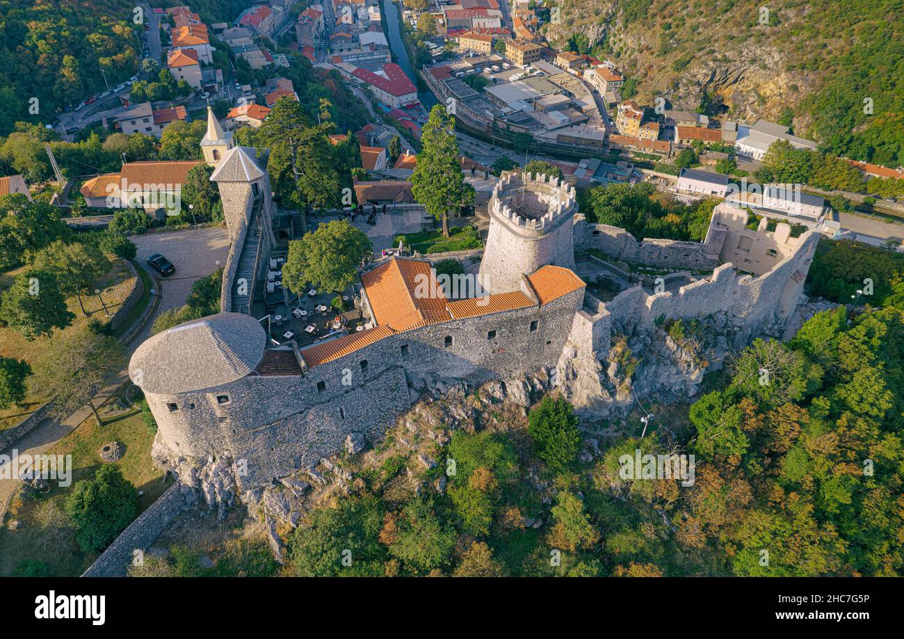 Rijeka alten Haupthafen Luftpanorama Stockfoto