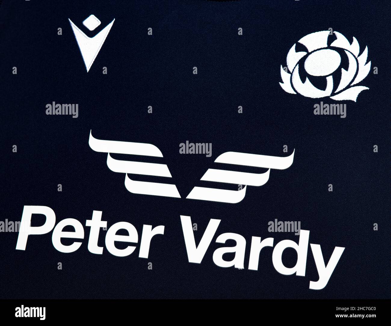 Nahaufnahme des Nationaltrikots der Rugby-Union-Mannschaft in Schottland Stockfoto