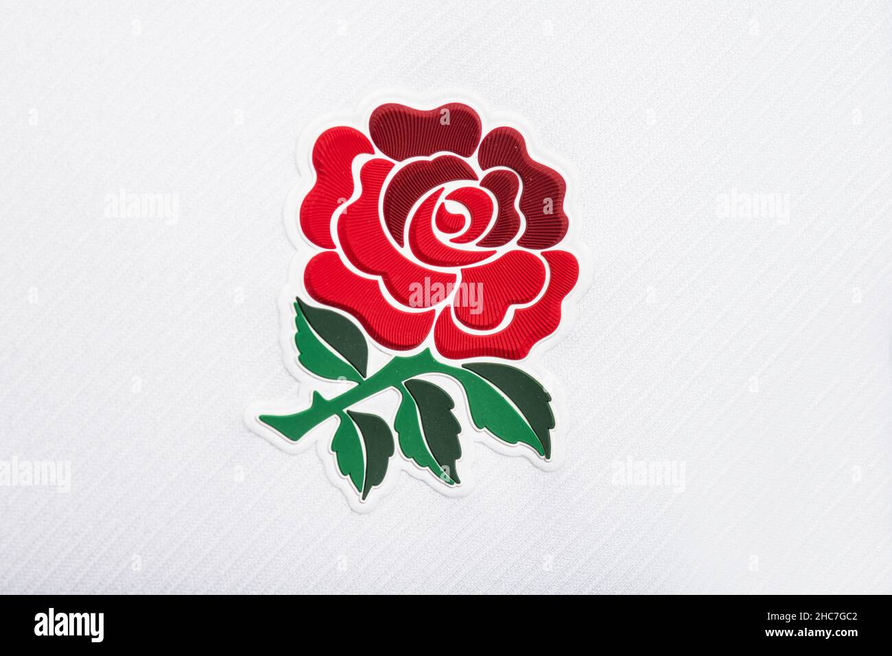 Nahaufnahme des England National Rugby Union Trikots. Stockfoto