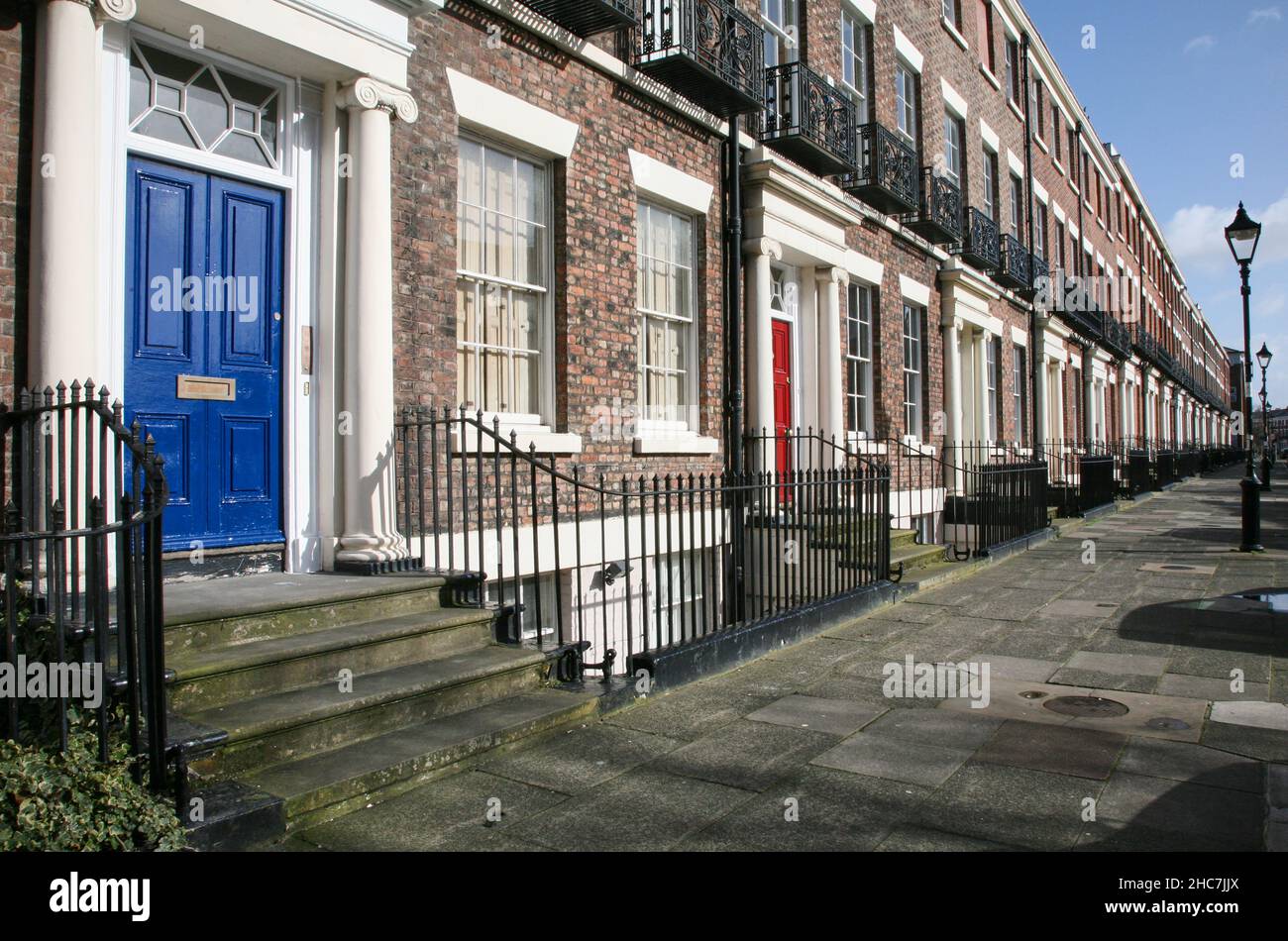 Liverpool, Merseyside, England, Großbritannien, februar 27th 2014. Attraktive georgianische Terrasse. Stockfoto