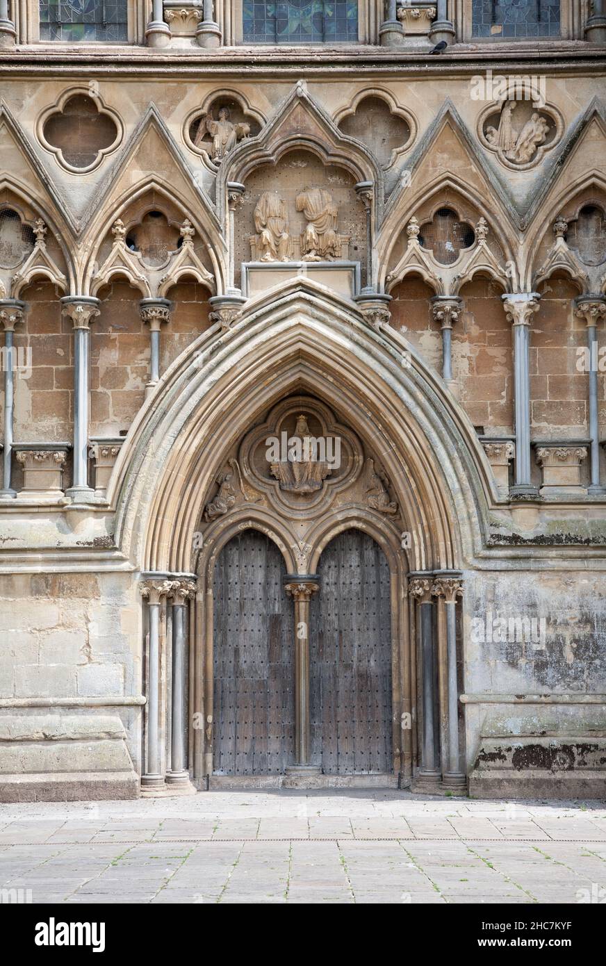 Wells Cathedral Westeingang Stockfoto