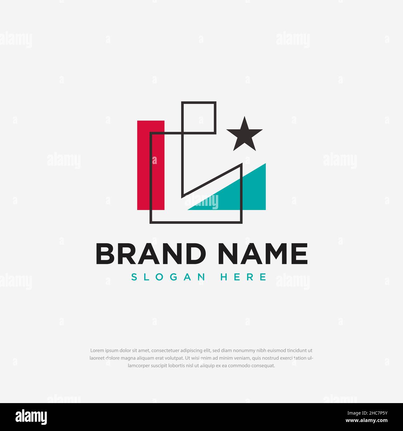 Dünne Linie abstrakt Logo bilden Buchstaben L farbigen Stern Symbol Vorlagen Symbol Design Symbol Design Illustration Stock Vektor