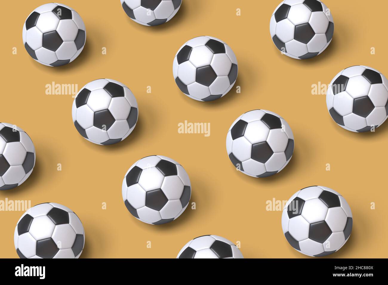 Fußball-Muster Hintergrund. 3D Abbildung. Stockfoto